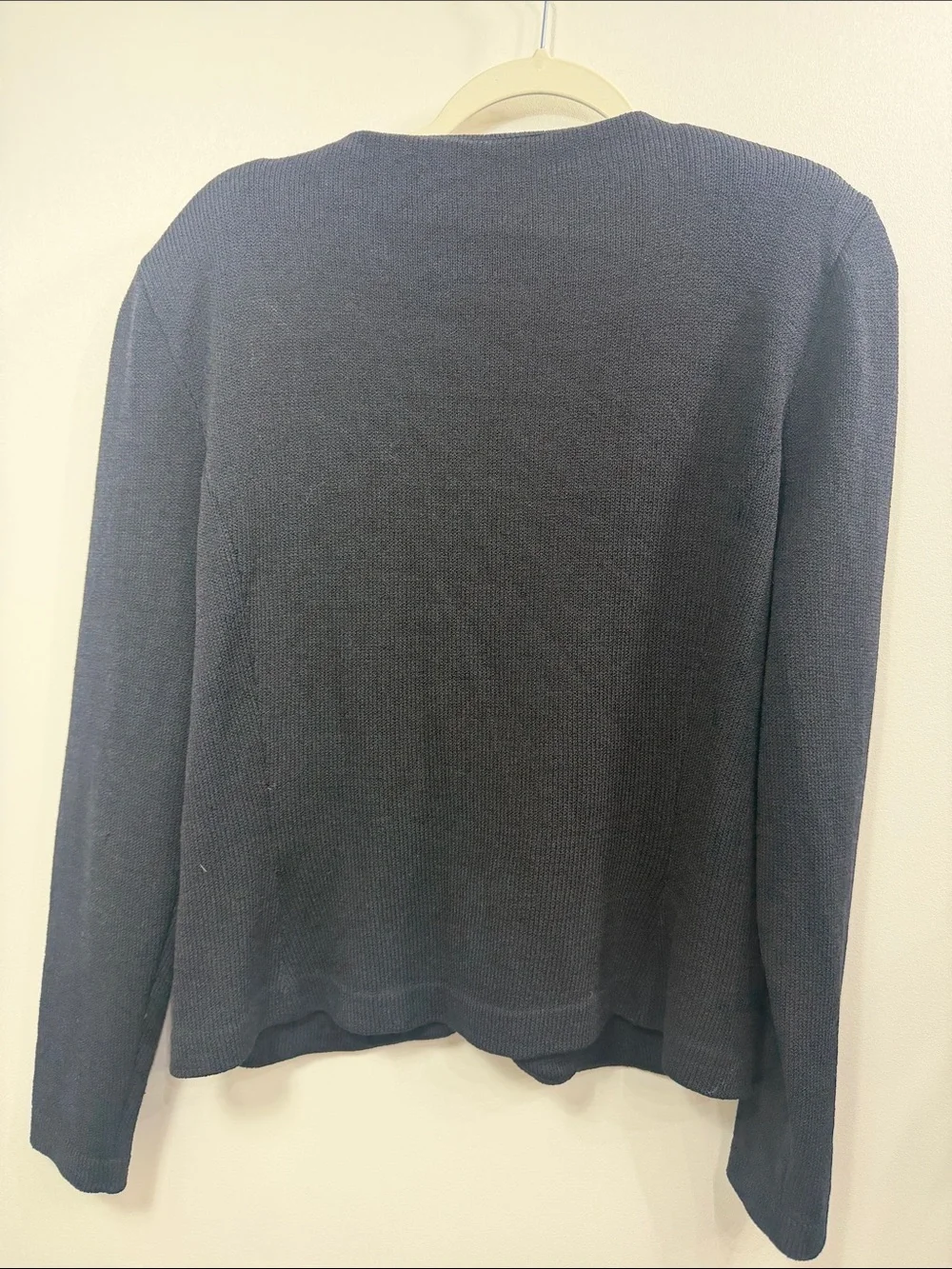 St.John Black Santana knit 3 button jacket size 14.